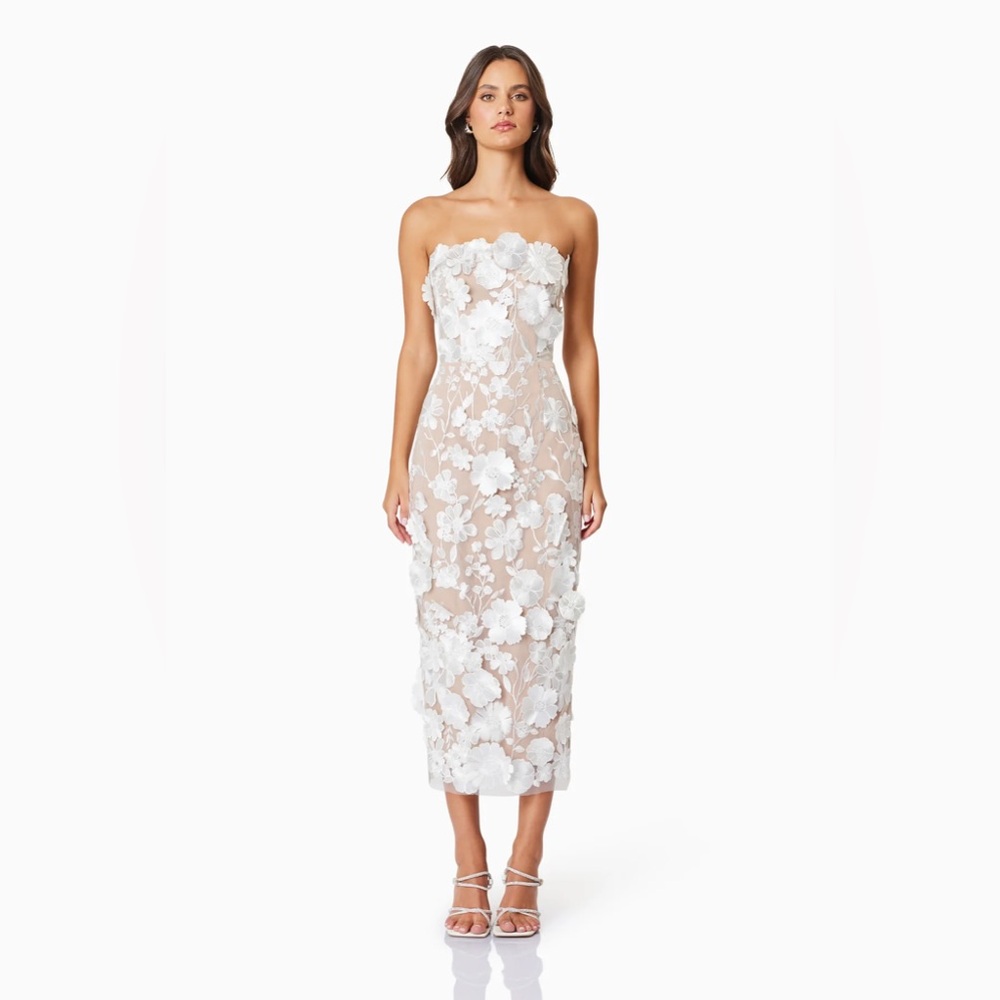 Elliatt Helena Strapless Midi Dress In White Size M / US 6